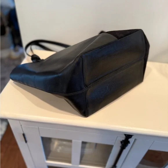 STAUD IDA Tote bag in calf leather and suede black medium large designer classic - Picture 10 of 15